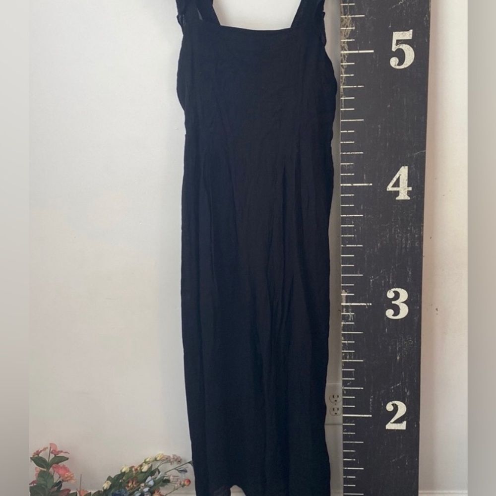 Jodifl Black Wide Leg Jumpsuit Overalls Womens Plus Size 2X Square Neck Rayon